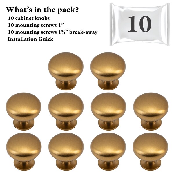 Designperfect 1 3/16 Diameter Mushroom Knob, 10PK - DPA10R53KCBZ
