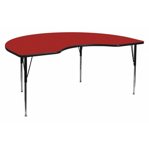 Flash Furniture Kidney Table, Kidney Shp, Red, 48x96", 48" W, 96" L, 30.125" H, Laminate, Red - XU-A4896-KIDNY-RED-T-A-GG