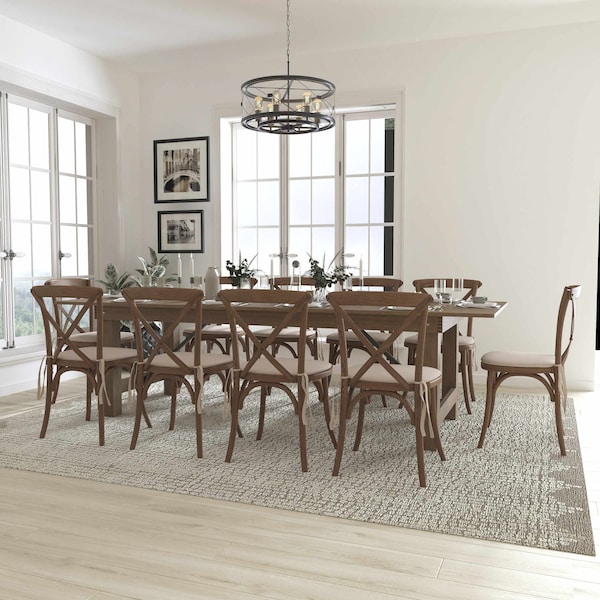 Flash Furniture Rectangle Antique Farm Table, 40" W, 108" L, 30" H, Wood Top, Wood Grain - XA-FARM-15-GG