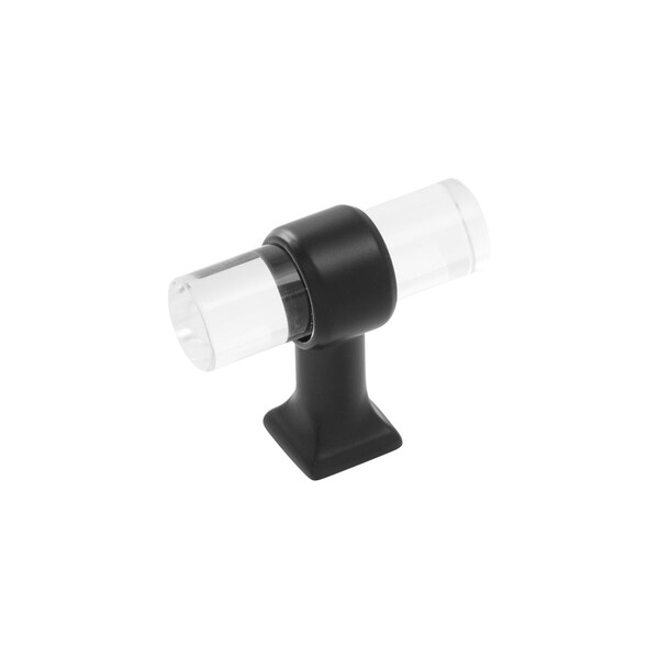 Hickory Hardware Crystal Palace Collection T-Knob 1-3/4 Inch x 11/16 Inch Crysacrylic with Matte Black Finish - H079520-CAMB