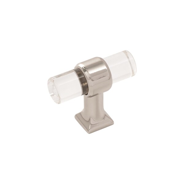 Hickory Hardware Crystal Palace Collection T-Knob 1-3/4 Inch x 11/16 Inch Crysacrylic with Polished Nickel Finish - H079520-CA14