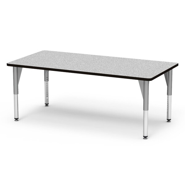 Virco 72 in. W, 36 in. L, 24-32 in. H, Grey Nebula Top / Black Edge - 503672ADJ