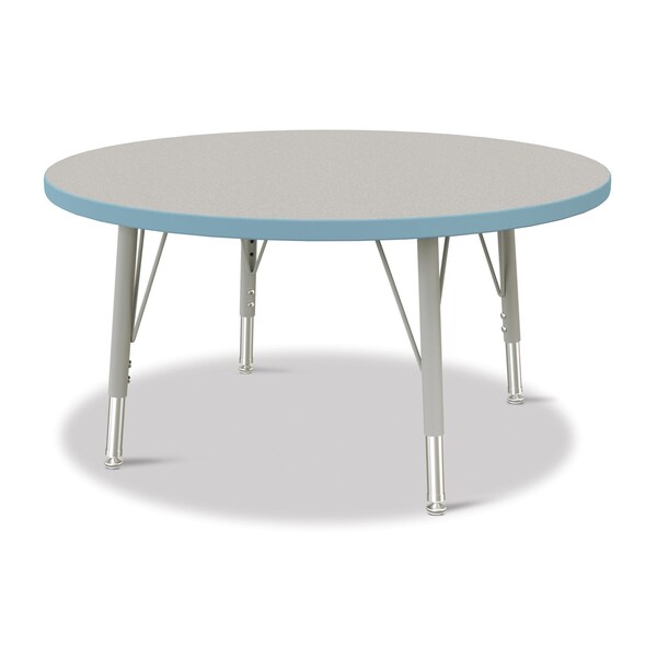 Jonti-Craft Berries Round Activity Table, 36 in. Diameter, E-height, Freckled Gray/Coastal Blue/Gray - 6488JCE131
