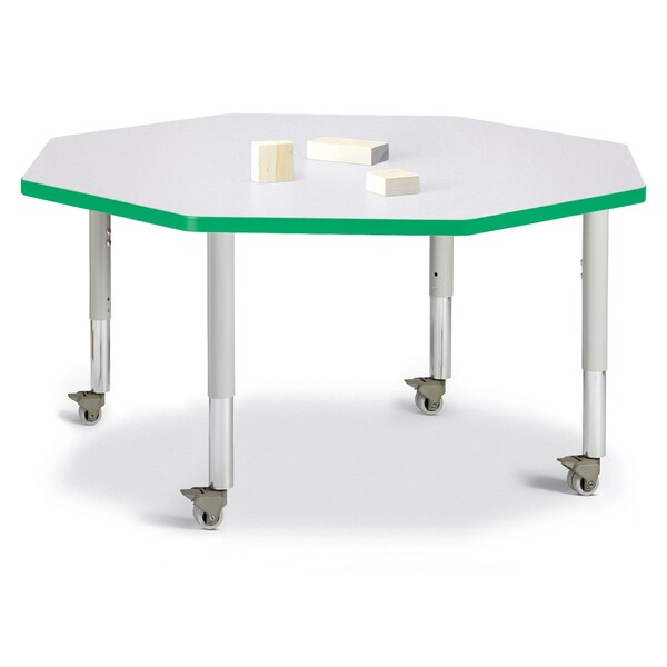 Jonti-Craft Berries Octagon Activity Table, 48 in. x 48 in., Mobile, Freckled Gray/Green/Gray - 6428JCM119