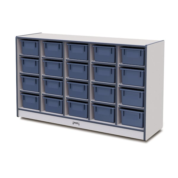 Jonti-Craft Rainbow Accents 20 Cubbie-Tray Mobile Storage, with Trays, Navy - 0421JCWW112