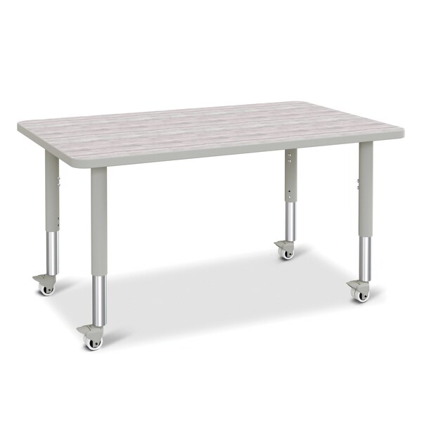 Jonti-Craft Berries Rectangle Activity Table, 30 in. x 48 in., Mobile, Driftwood Gray/Gray/Gray - 6473JCM450