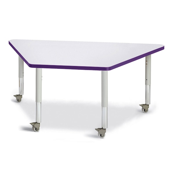 Jonti-Craft Berries Trapezoid Activity Tables, 30 in. x 60 in., Mobile, Freckled Gray/Purple/Gray - 6443JCM004