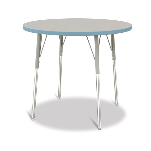 Jonti-Craft Berries Round Activity Table, 36 in. Diameter, A-height, Freckled Gray/Coastal Blue/Gray - 6488JCA131