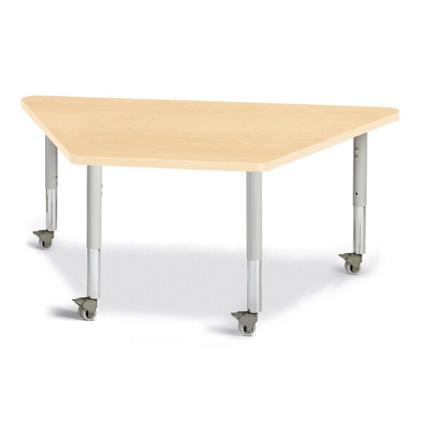 Jonti-Craft Berries Trapezoid Activity Tables, 30 in. x 60 in., Mobile, Maple/Maple/Gray - 6443JCM251
