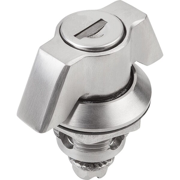 Kipp Quarter-Turn Lock, Single-Key System, H=18, Stainless Steel Bright - K1108.2186