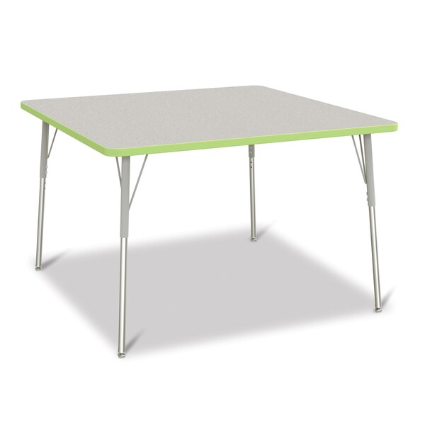 Jonti-Craft Berries Square Activity Table, 48 in. x 48 in., A-height, Freckled Gray/Key Lime/Gray - 6418JCA130