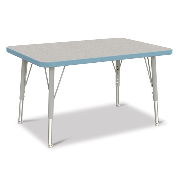 Jonti-Craft Berries Rectangle Activity Table, 24 in. x 36 in., E-height, Freckled Gray/Coastal Blue/Gray - 6478JCE131