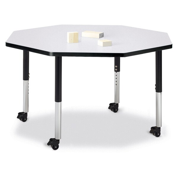 Jonti-Craft Berries Octagon Activity Table, 48 in. x 48 in., Mobile, Freckled Gray/Black/Black - 6428JCM180