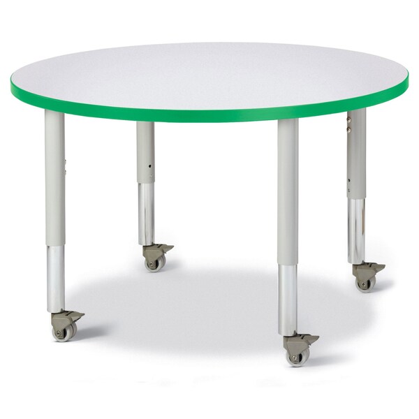 Jonti-Craft Berries Round Activity Table, 36 in. Diameter, Mobile, Freckled Gray/Green/Gray - 6488JCM119