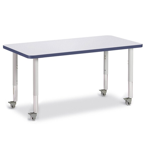 Jonti-Craft Berries Rectangle Activity Table, 24 in. x 48 in., Mobile, Freckled Gray/Navy/Gray - 6403JCM112