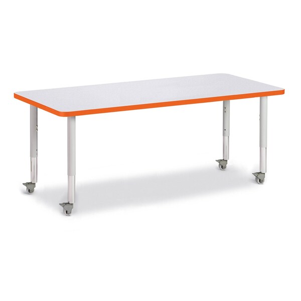 Jonti-Craft Berries Rectangle Activity Table, 30 in. x 72 in., Mobile, Freckled Gray/Orange/Gray - 6413JCM114