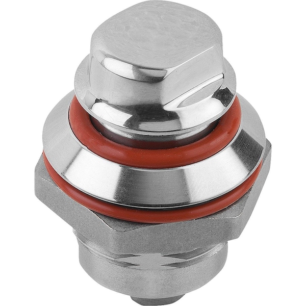 Kipp Quarter-Turn Lock D=28 Stainless Steel 1.4404, Comp:Silicon, Comp:Red, Sw=13 - K1353.18