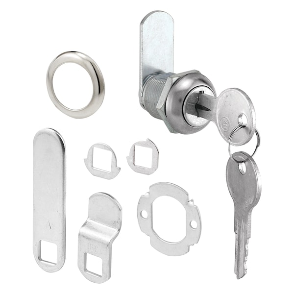 Prime-Line Cabinet Lock, 5/8 in., Diecast with Steel Cams, Chrome, Keyed Different Single Pack - MP4454