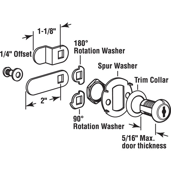 Prime-Line Cabinet Lock, 5/8 in., Diecast with Steel Cams, Chrome, Keyed Different Single Pack - MP4454