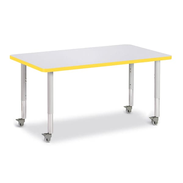 Jonti-Craft Berries Rectangle Activity Table, 30 in. x 48 in., Mobile, Freckled Gray/Yellow/Gray - 6473JCM007