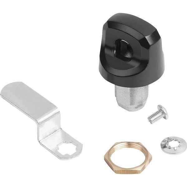 Kipp Quarter-Turn Lock With Freewheel, Spindle, H=22, 4, A=24, 8, Zinc Galvanized And Passivated, Comp:Zinc - K1275.22248