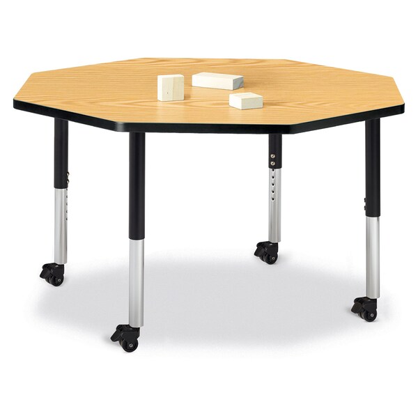 Jonti-Craft Berries Octagon Activity Table, 48 in. x 48 in., Mobile, Oak/Black/Black - 6428JCM210