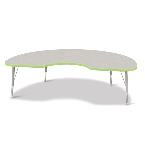 Jonti-Craft Berries Kidney Activity Table, 48 in. x 72 in., E-height, Freckled Gray/Key Lime/Gray - 6423JCE130
