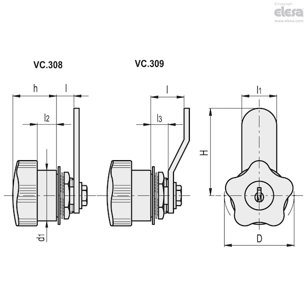 Elesa Lever latches, VC.308/40-MS - VC.308 - VC.309