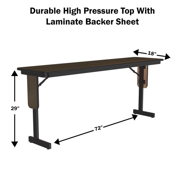 Correll Rectangle Panel Leg Folding Seminar Training Table, 18" W, 60" L, 29" H, High Pressure Laminate Top - SP1872PX-15