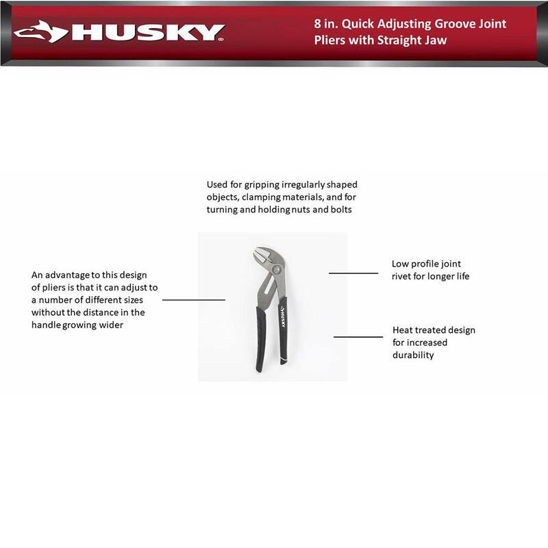 Alicate de ranuras ajustables rápidamente de 8 pulgadas con mandíbula recta - 90139 de Husky