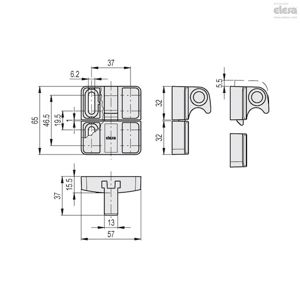 Elesa With lifting lever for opening, BMST.L-32-32-SL6 - BMST.L