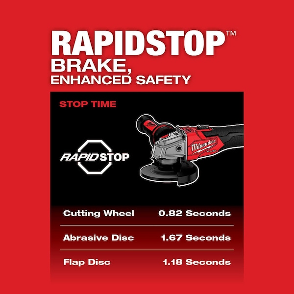 Milwaukee Tool M18 FUEL 4-1/2 in. / 5 in. Braking Grinder with ONE-KEY with Lock-On Slide Switch (Tool Only) - 2883-20