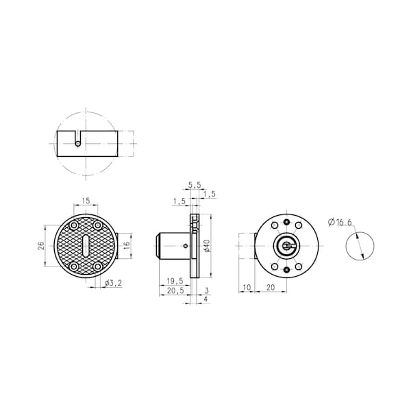 Richelieu 2132 in 165 mm Drawer Lock for max 34 in 19 mm Panel Thickness  Nickel - 313130195