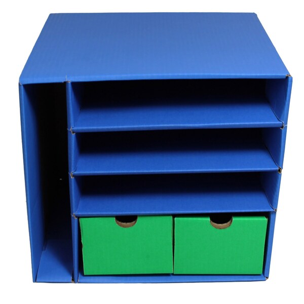 Pacon Classroom Keepers Management Center, 4 Slots and 2 Drawers, Blue - P001331