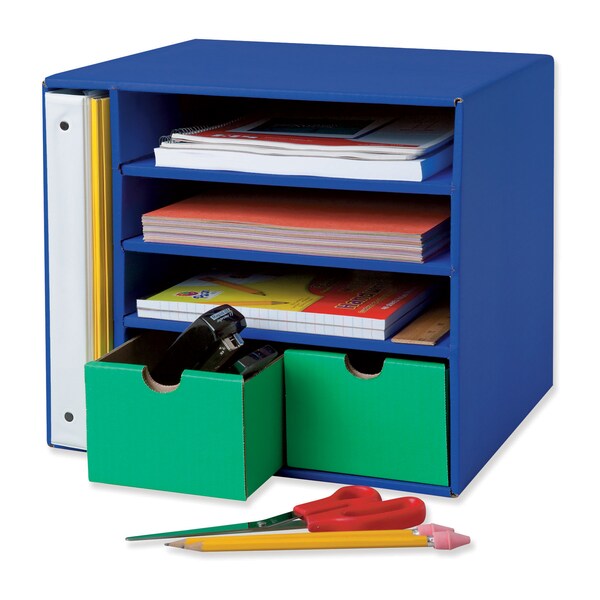 Pacon Classroom Keepers Management Center, 4 Slots and 2 Drawers, Blue - P001331