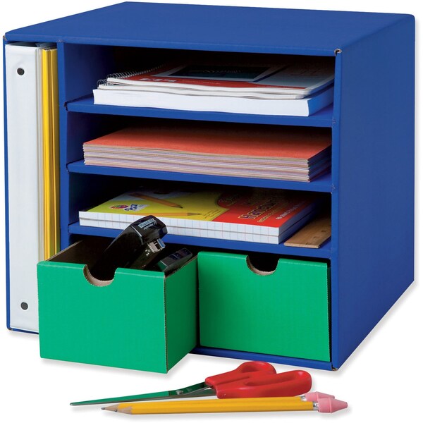 Pacon Classroom Keepers Management Center, 4 Slots and 2 Drawers, Blue - P001331