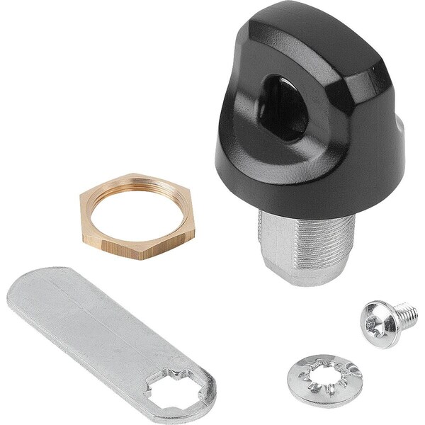 Kipp Quarter-Turn Lock With Freewheel, Spindle, H=22, 4, A=22, 4, Zinc Galvanized And Passivated, Comp:Zinc - K1275.22224