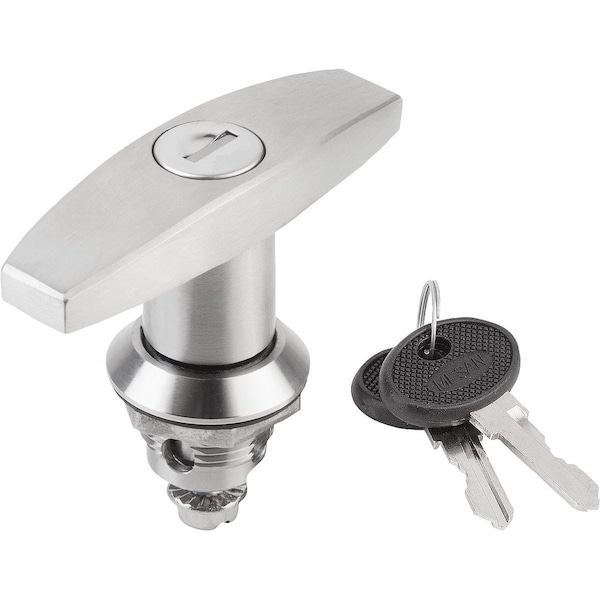 Kipp Quarter-Turn Lock, Single-Key System, H=18, D=32, Stainless Steel 1.4301 - K1109.2186