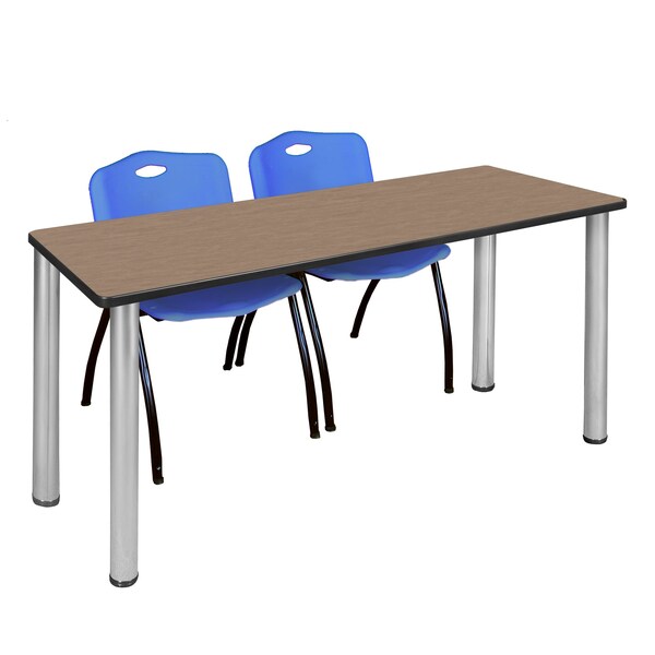 Regency Kee Training Table W/ 2 M Stack Chairs, 66 in W, 24 in L, Noble Oak - MT6624NOBPCM47BE