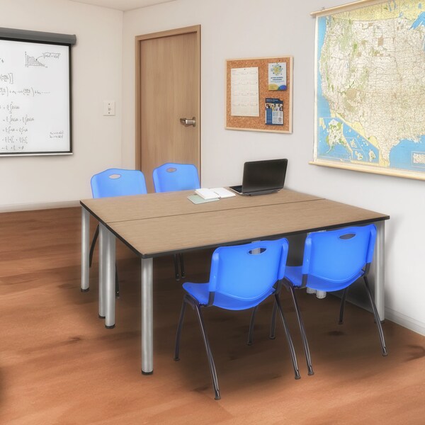 Regency Kee Training Table W/ 2 M Stack Chairs, 66 in W, 24 in L, Noble Oak - MT6624NOBPCM47BE