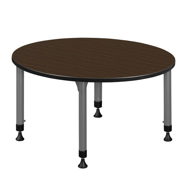 Regency Round Kee Height Adjustable Classroom Activity Table, 48 in W, 48 in L, Neo Walnut - TB48RNDNWAPGY