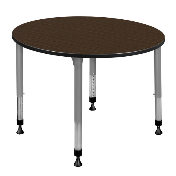 Regency Round Kee Height Adjustable Classroom Activity Table, 48 in W, 48 in L, Neo Walnut - TB48RNDNWAPGY