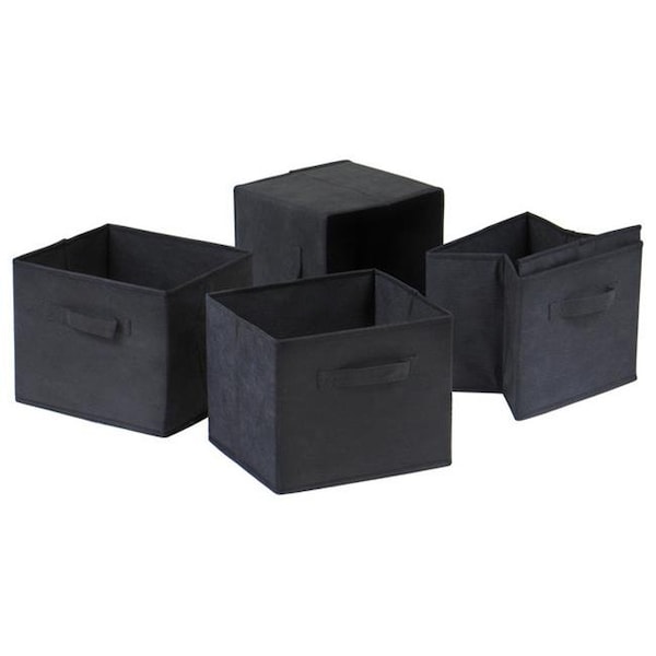 Winsome Trading Winsome Trading 92459 TorinoStorage Shelf with Black Fabric Baskets Set - 4 Piece - 92459
