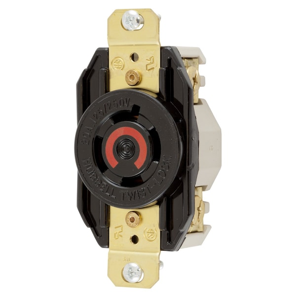 Dispositivos de Bloqueo Hubbell Wiring Device-Kellems, Twist-Lock®, Industrial, Receptáculo Empotrado, 20A 125/250V, 3 Polos 4 Hilos a Tierra, L14-20R, Terminal de Anillo, Negro - HBL2410RT