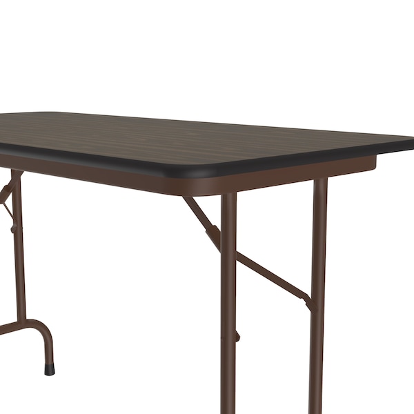 Correll Rectangle Commerical Folding Utility Table, 24" W, 48" L, 29" H, High Pressure Laminate Top, Walnut - CF2448PX-01