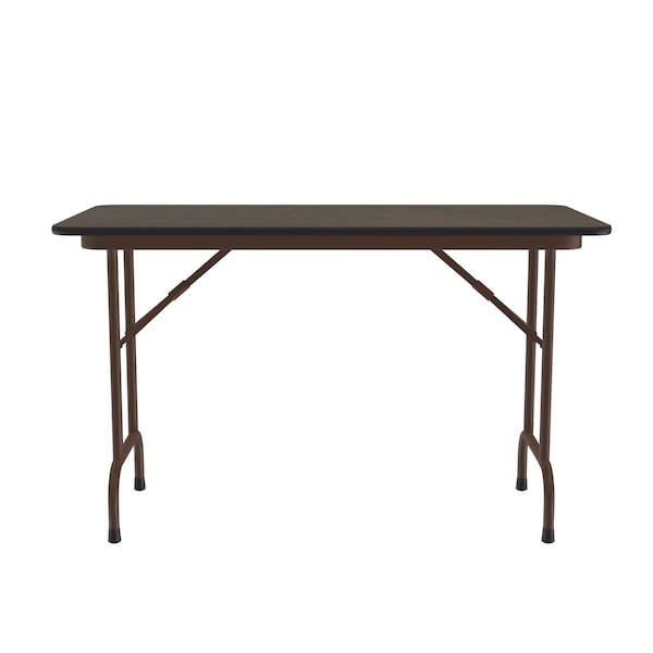Correll Rectangle Commerical Folding Utility Table, 24" W, 48" L, 29" H, High Pressure Laminate Top, Walnut - CF2448PX-01