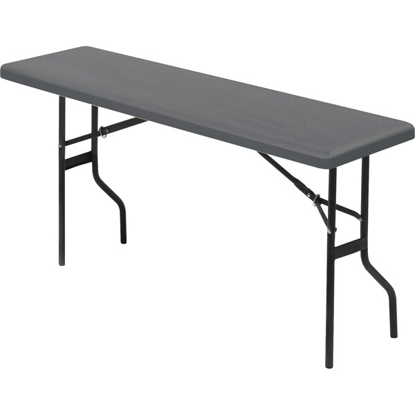 Iceberg Rectangle IndestrucTable Classic Folding Table, Charcoal - 18" x 60", 18" W, 60" L, 29" H, Charcoal - 65357
