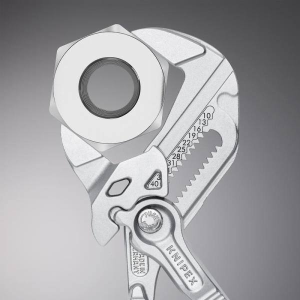 Llave de pinza KNIPEX de acero forjado de servicio pesado de 7-1/4 pulgadas con baño de níquel - 86 03 180 SBA