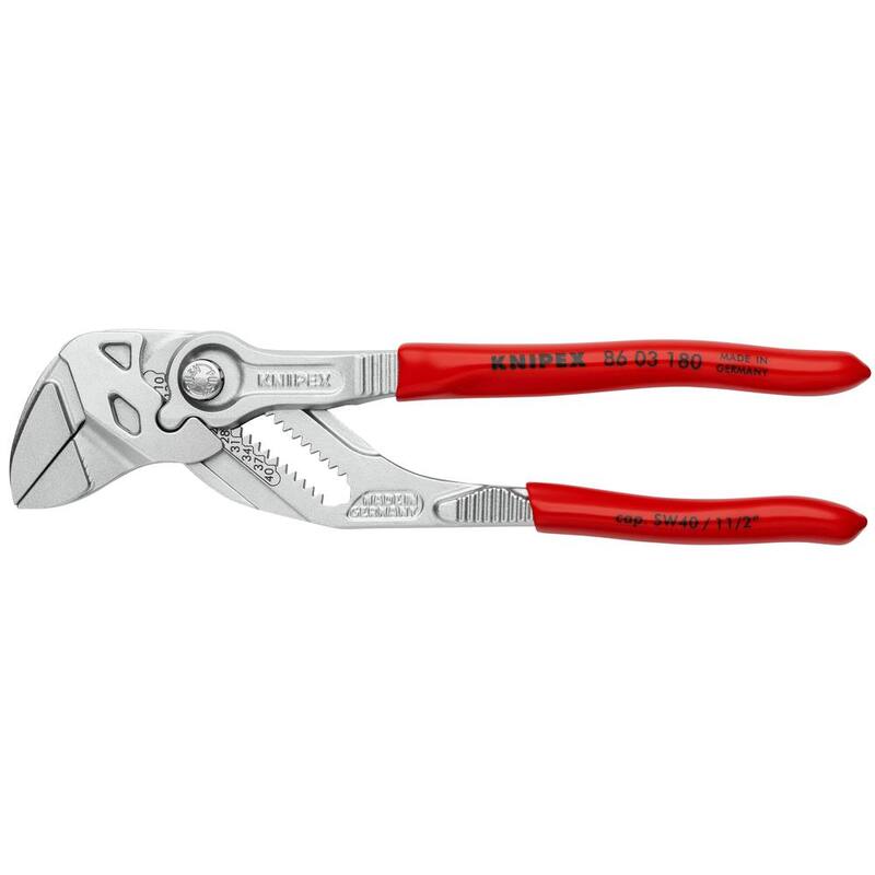 Llave de pinza KNIPEX de acero forjado de servicio pesado de 7-1/4 pulgadas con baño de níquel - 86 03 180 SBA