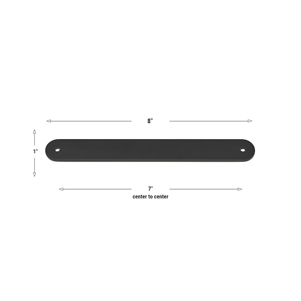 Gliderite Hardware 8 in. Matte Black Rounded Back Plate 7 in. Center to Center - 8343-178-MB - 8343-178-MB-1